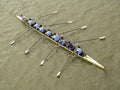 Eight team girls rowing prepare for competition Royalty Free Stock Photo