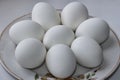 Eight white boiled eggs Royalty Free Stock Photo