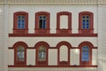 Eight windows on the wall Royalty Free Stock Photo