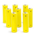 Eight yellow alkaline batteries