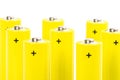 Eight yellow alkaline batteries Royalty Free Stock Photo