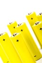 Eight yellow alkaline batteries