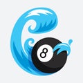 eightball fly water wave ball icon