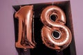 Eighteen number, birthday balloons