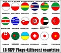 The eighten flags and country in one sets vector