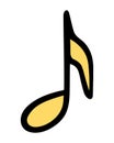 Eighth note. Golden musical sign. Play the melody. Cartoon style