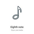 Eighth note outline vector icon. Thin line black eighth note icon, flat vector simple element illustration from editable music and Royalty Free Stock Photo