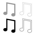 Eighth notes icon outline set black grey color vector illustration flat style image