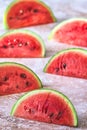 Eighths of a watermelon in a row Royalty Free Stock Photo