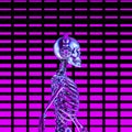 Eighties neon disco headphone skeleton