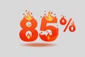 Eighty five percent discount, numbers on fire
