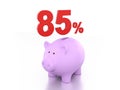 Eighty Five Percent with Piggy Royalty Free Stock Photo