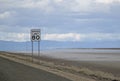 Eighty mile an hour speed limit sign along a road. Royalty Free Stock Photo