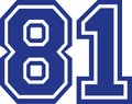 Eighty-one college number 81 Royalty Free Stock Photo