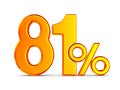Eighty one percent on white background. Isolated 3D illustration Royalty Free Stock Photo