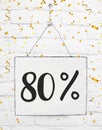 Eighty 80 % percent off black friday sale 80% discount golden pa Royalty Free Stock Photo