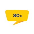 Eighty Percent - Yellow Speech Bubble. Button, Sign, Label, Icon, Tag, Badge. Web Concept.