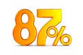 Eighty seven percent on white background. Isolated 3D illustration
