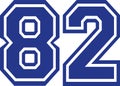 Eighty-two college number 82 Royalty Free Stock Photo