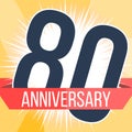 Eighty years anniversary banner. 80th anniversary logo. Vector illustration.