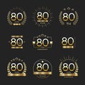 Eighty years anniversary celebration logotype. 80th anniversary logo collection.