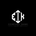 EIK letter logo design with polygon shape. EIK polygon and cube shape logo design. EIK hexagon vector logo template white and Royalty Free Stock Photo