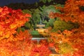 Eikando Zenrinji Temple and wooden bridge with red maple leaves or fall foliage in autumn season. Colorful trees, Kyoto, Japan. Royalty Free Stock Photo