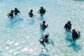 Eilat, Israel - 01,16,2021: a group of people in the water getting ready for diving, diving in the red sea in israel Royalty Free Stock Photo