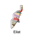 Eilat map flat icon illustration, Vector map of Israel with named governance and travel icons template