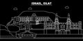 Eilat silhouette skyline. Israel - Eilat vector city, israeli linear architecture, buildings. Eilat travel illustration