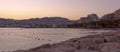 Eilat  skyline at dusk with lights  on the Red Sea Royalty Free Stock Photo