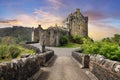 Eilean Donan Castle with at dramatic sunset, Scotland Royalty Free Stock Photo