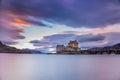 Eilean Donan Castle in The Highlands of Scotland on the way to the Isle of Skye - sunset scenery Royalty Free Stock Photo