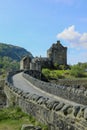 Eilean Donan Castle and its bridge at low tide on the Isle of Skye