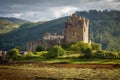 Eilean Donan Castle from 13th century in the centre of three lochs - Alsh, Duich, Long, in Dornie, Kyle of Lochalsh Royalty Free Stock Photo