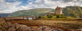 Eilean Donan Castle from 13th century in the centre of three lochs - Alsh, Duich, Long, in Dornie, Kyle of Lochalsh Royalty Free Stock Photo