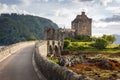 Eilean Donan Castle from 13th century in the centre of three lochs - Alsh, Duich, Long, in Dornie, Kyle of Lochalsh Royalty Free Stock Photo