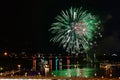 Fireworks over the city of Linz on the Danube Upper Austria; Austria Royalty Free Stock Photo