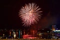 Fireworks over the city of Linz on the Danube Upper Austria; Austria Royalty Free Stock Photo