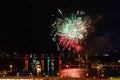 Fireworks over the city of Linz on the Danube Upper Austria; Austria Royalty Free Stock Photo