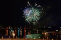 Fireworks over the city of Linz on the Danube Upper Austria; Austria Royalty Free Stock Photo