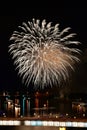 Fireworks over the city of Linz on the Danube Upper Austria; Austria Royalty Free Stock Photo