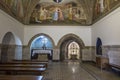 Ein Karem, Jerusalem, Israel, January 29, 2020: Fresco depicting the meeting of Mary with Elizabeth at the Sanctuary of the