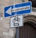 Einbahnstrasse (One way) traffic sign in German Royalty Free Stock Photo