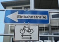 Einbahnstrasse (One way) traffic sign in German Royalty Free Stock Photo