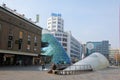 Eindhoven, city center with shopping people, 18 septemberplein, Netherland