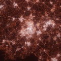 Eindhoven city lights map, top view from space. Aerial view on night street lights. Global networking, cyberspace