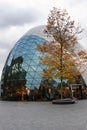 Eindhoven, Netherlands, November 2019. Beautiful modern glass building.De Blob Shopping Center in Eindhoven, Netherlands. Golden