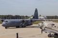 Eindhoven Netherlands sept. 20. 2019: A C-130 Hercules from Rammstein airbase is returning to pick up more paratroopers at Royalty Free Stock Photo