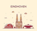 Eindhoven skyline Netherlands vector line big city Royalty Free Stock Photo